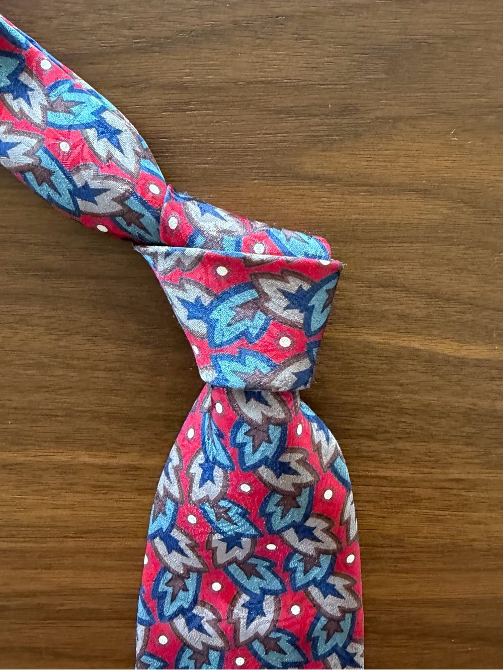 Christian Dior Monsieur Red Multicolor Floral-Paisley Silk Tie